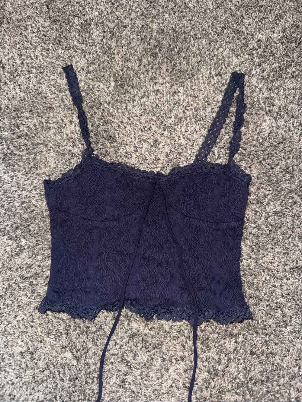 Edikted Navy Lace Cropped Camisole